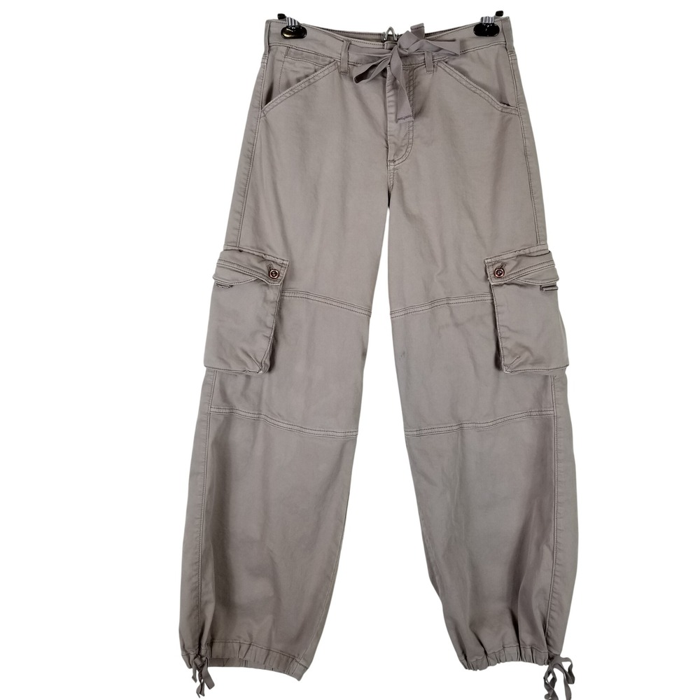 Pilcro and the Letterpress Women 26 Cargo‎ Pants Taupe Grey Tie Waist Utility